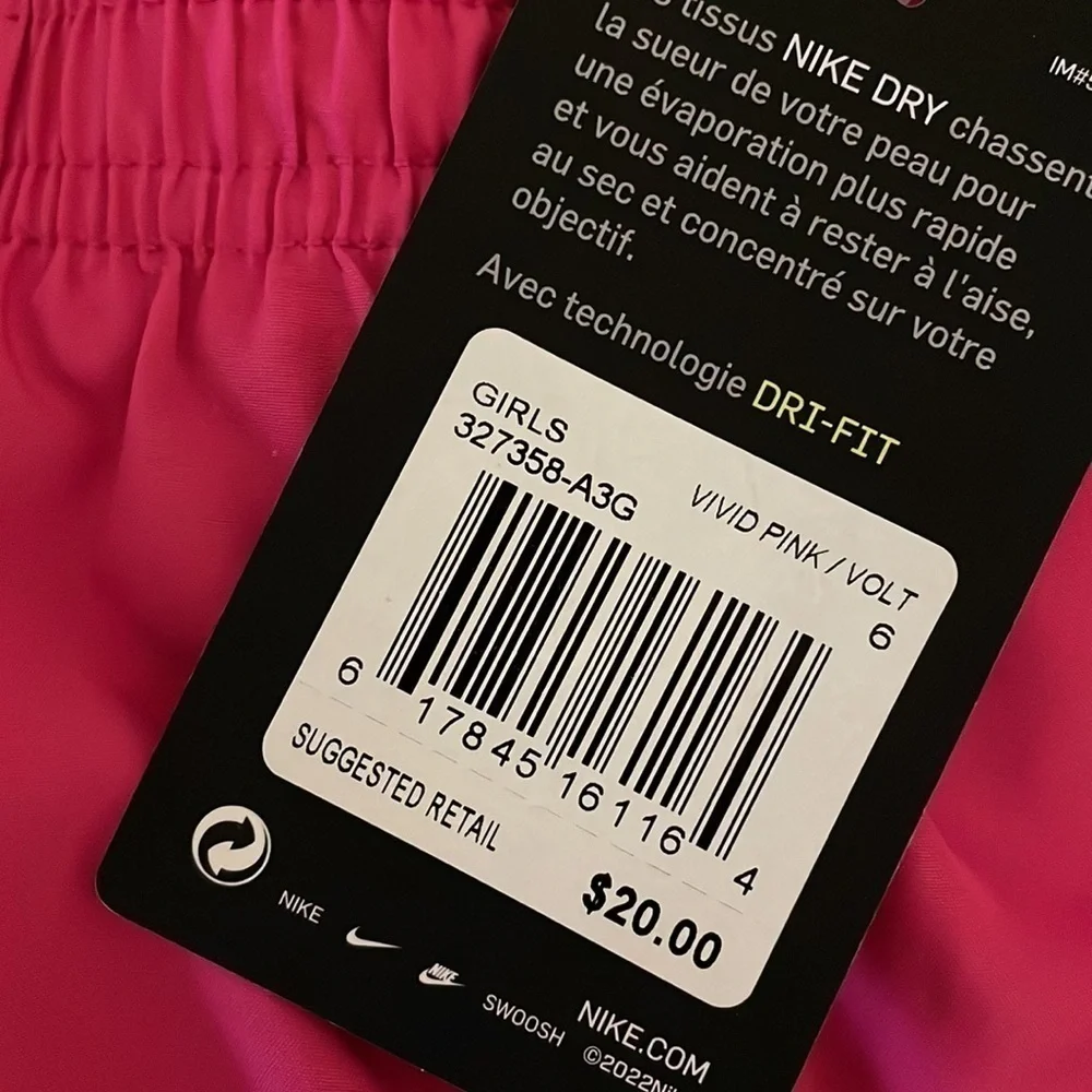NWT Nike Girls Performance Athletic Shorts Vivid Pink Volt 6 Bundle 2 Pairs